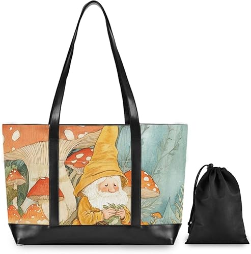 Vista 2 de Gnome Mushroom Autumn Waterproof womens laptop tote bag with zipper tote for nurses with Personalized maletin ejecutivo para mujer