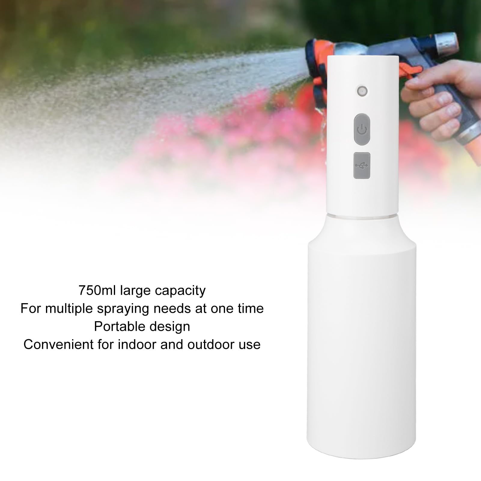 Vaporisateur Électrique Portable, 750ml, Rechargeable USB, Arrosoir Automatique pour Plantes d'Intérieur et d'Extérieur