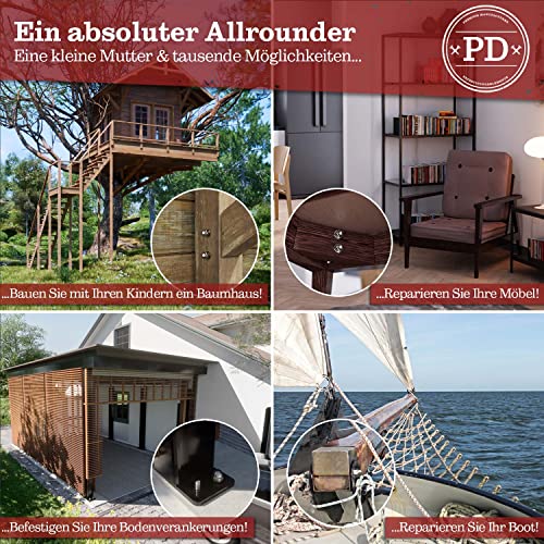 PD® Hutmuttern M8 Edelstahl (DIN 1587) | Hochwertige A4 V4A Edelstahl Kappenmuttern | Schutzkappen Muttern in hoher Form für Schrauben, Gewindestangen & Gewindebolzen | 5 Stück