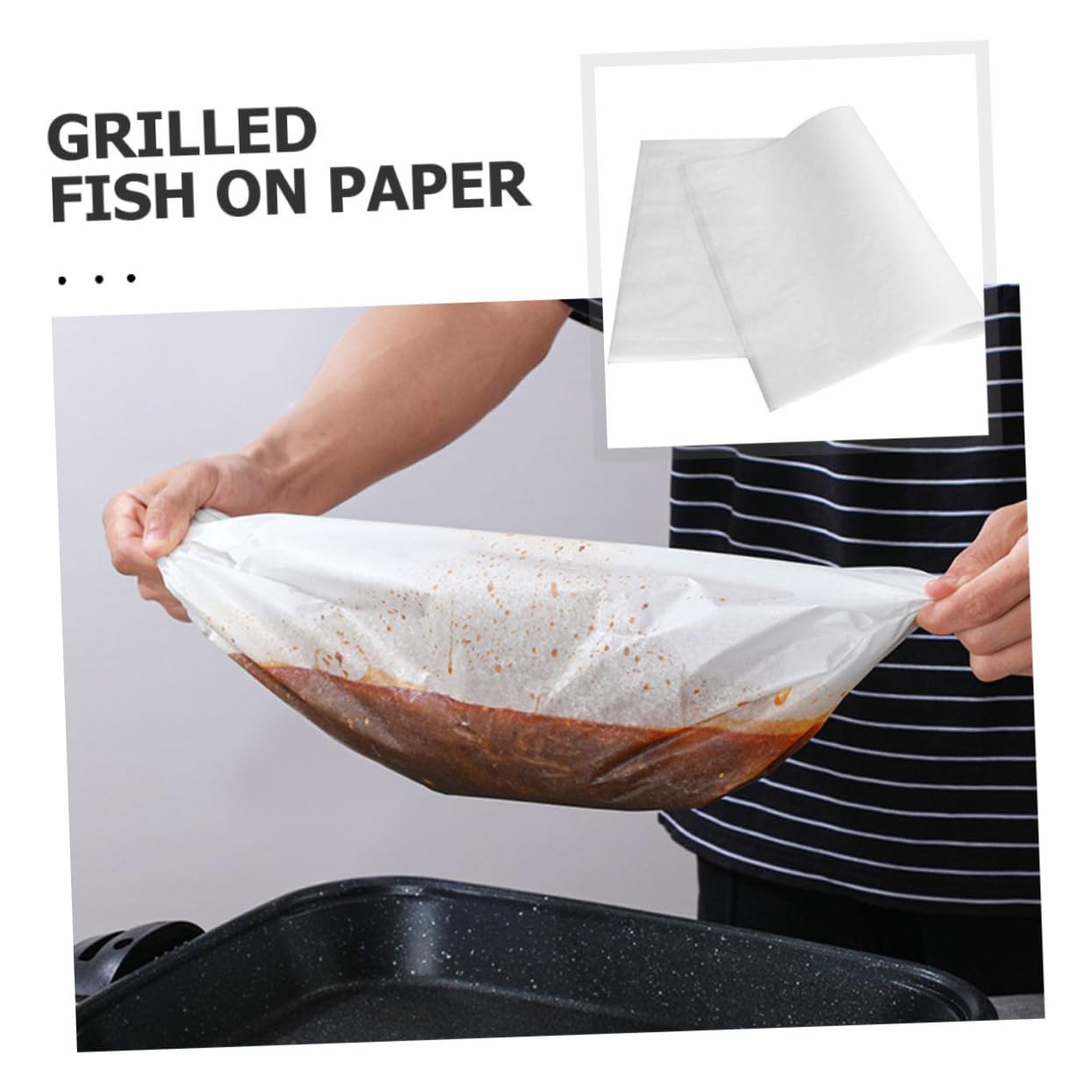 INOOMP 40fogli Carta Da Cucina Antiaderente Carta Per Grigliate e Cottura e Sicura Per Alimenti Perfetta Per Forno Friggitrice Ad Aria e Microonde