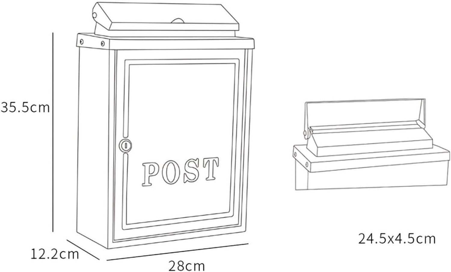 Wall Mount Mailboxes,mailbox Wall-Mount Letterboxes Lockable Outdoor Vertical Mailbox Rust-Proof Galvanized Steel Mail Drop Box Large Capacity Retro Postbox for House Office, Golden Carriage