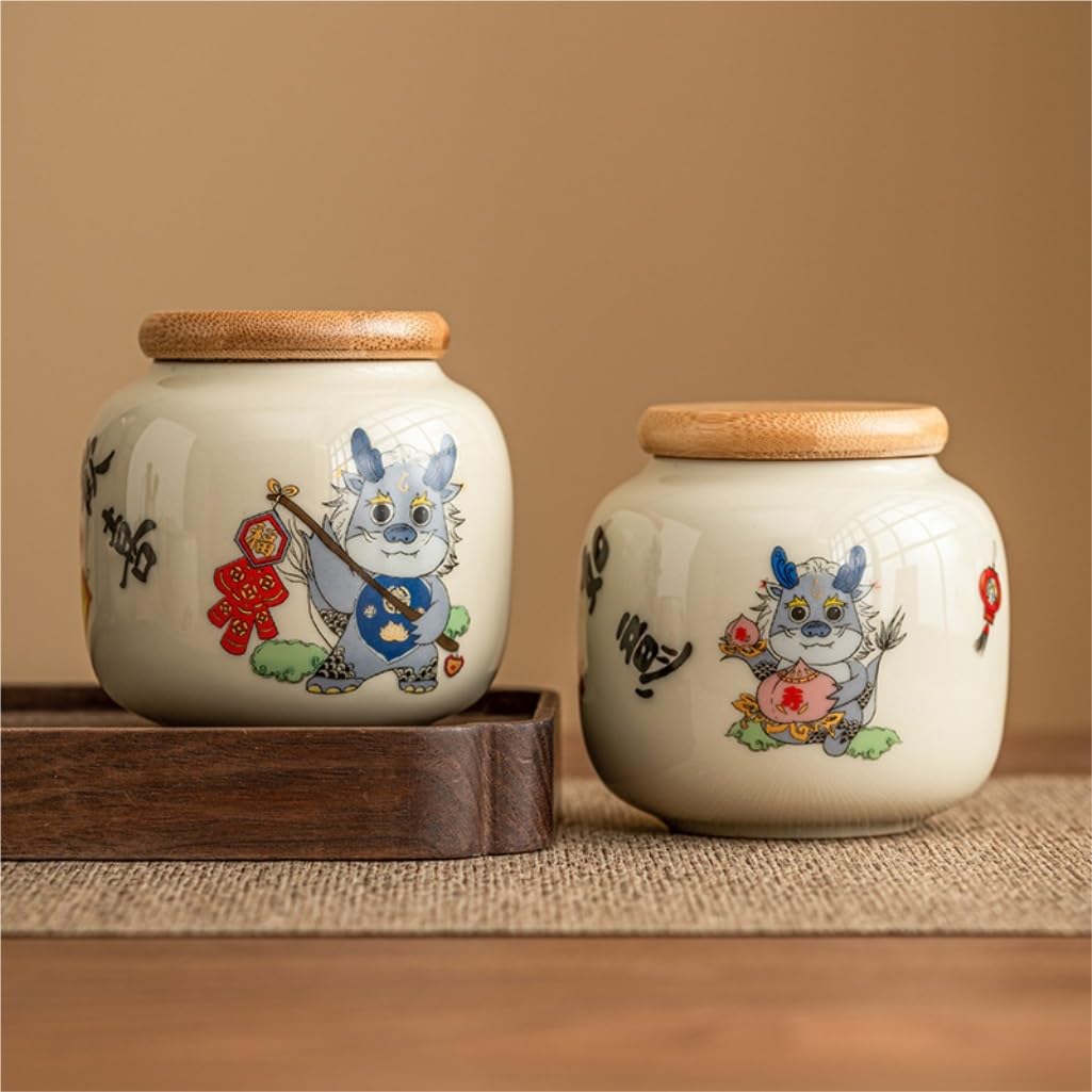 CMBSSTFC Słoik cukru Zbiornik do przechowywania herbaty luzem Przenośny mały szczelny zbiornik Chiński ceramiczny zbiornik do przechowywania herbaty Domowa kuchnia Zbiornik do przechowywania przypraw
