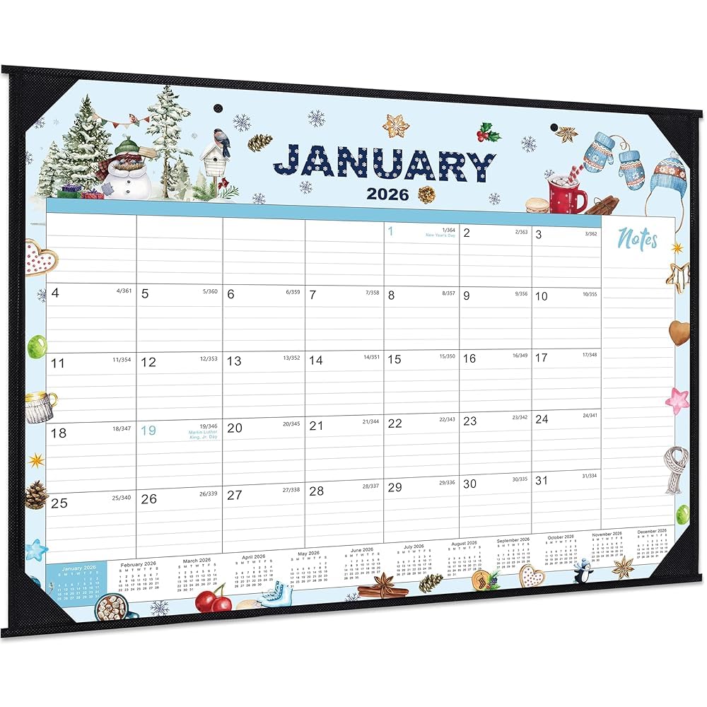 View 1 of 2026 Desk Calendar - Large Desk Calendar 2026, Jan.2026 - Dec.2026, 22" x 17", 12 Months Desktop Calendar 2026 with Corner Protectors, Desk Pad, Large Ruled Blocks - 12 Different Themes