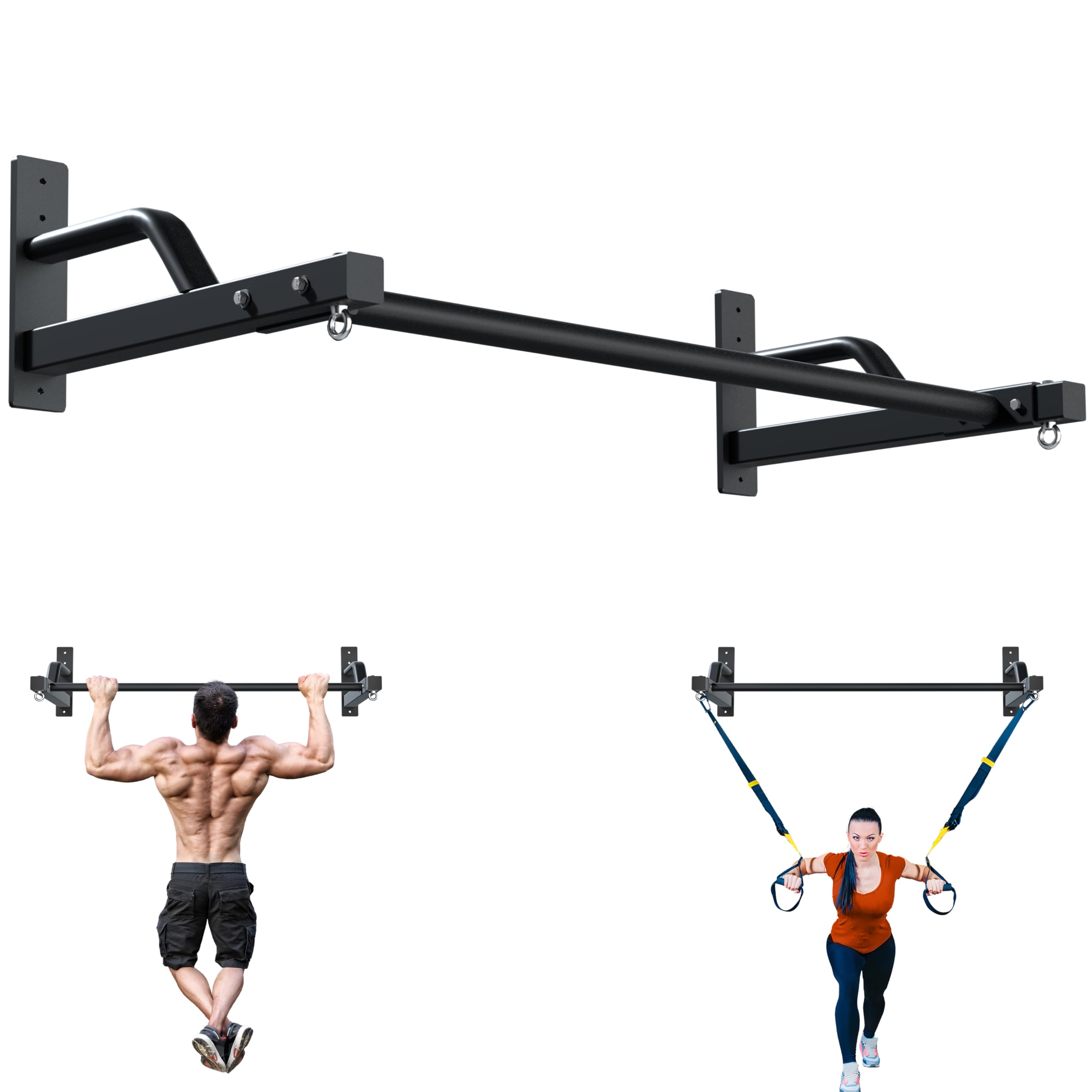 2025 Upgrade Pull Up Bar Wall Mounted - 600 lbs Heavy Duty Strength Training Pull-Up Bars Ideal Rogue
