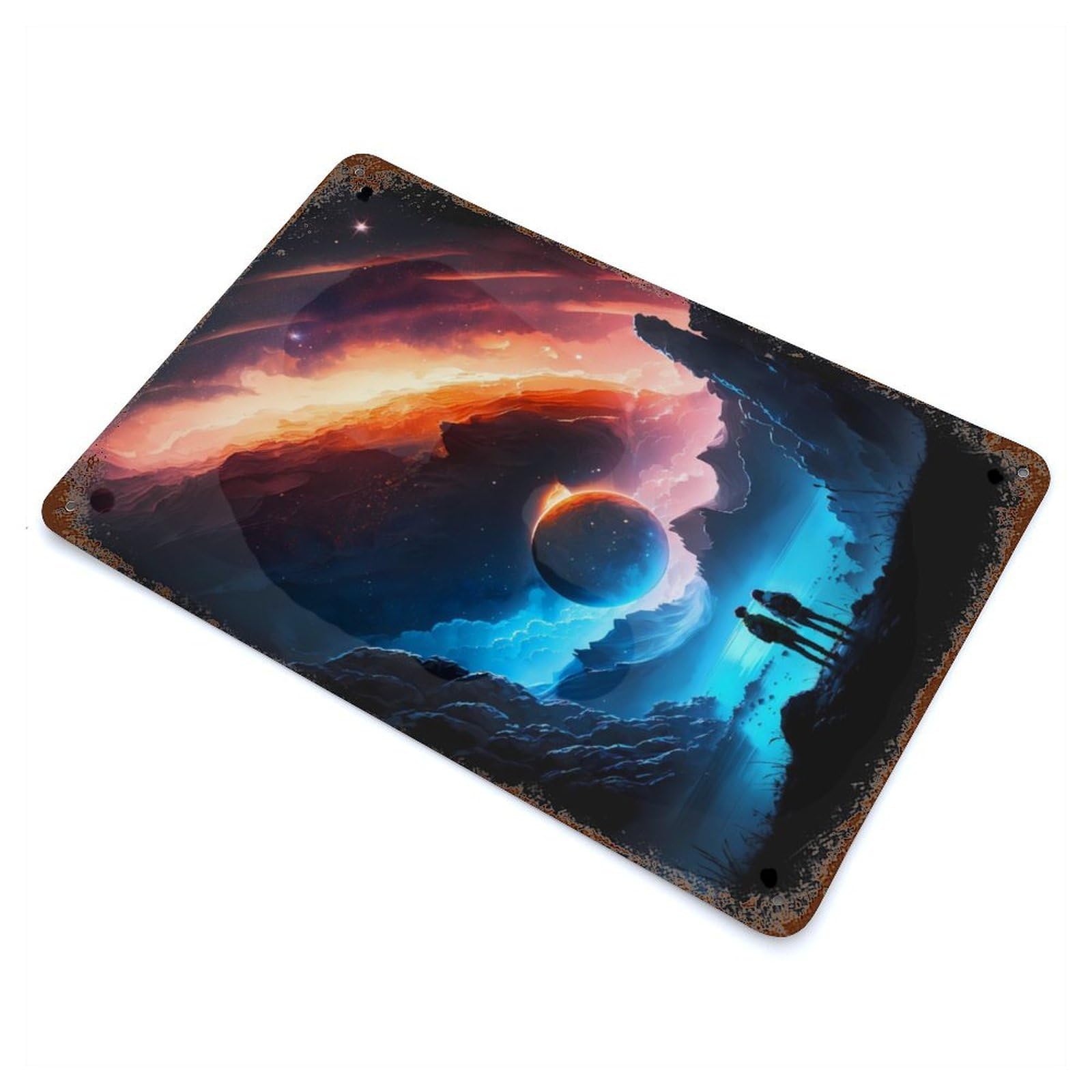 Galactic Trails Night Sky Distressed Metal Wall Sign 11.8"x7.9", Ideal for Garage, Bar And Workshop Decor