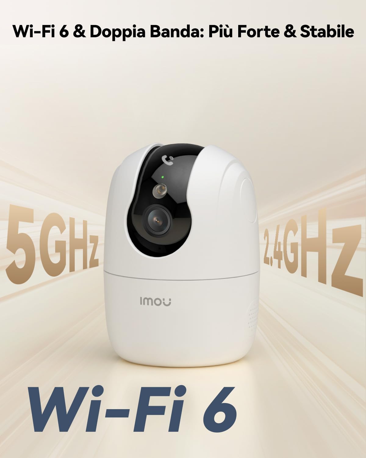 Imou 2K Telecamera WiFi Interno con One-Touch Chiamata, 3MP Telecamera da Interno con Crociera Automatica, Rilevamento AI Umano/Animali, Visione Notturna a Colori, Modalità Privata, 2,4/5GHz