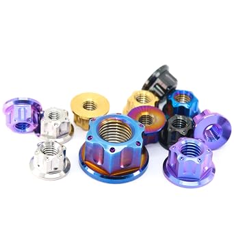 GR5 Titanium Alloy Fancy Nuts - Engraving & Milling Flower Head Screw Nuts 4pcs, M5, M6, M8, M10, M12; Blue, Purple; M8x1.25=4pcs