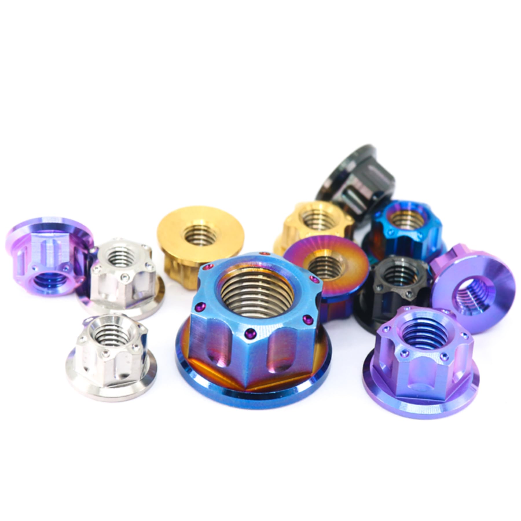 GR5 (Ti-6Al-4V) Titanium Alloy Fancy Nuts - Engraving and Milling Flower Head Screw, 4 Pieces M5 M6 M8 M10 M12 (Black, M10x1.25=4pcs)