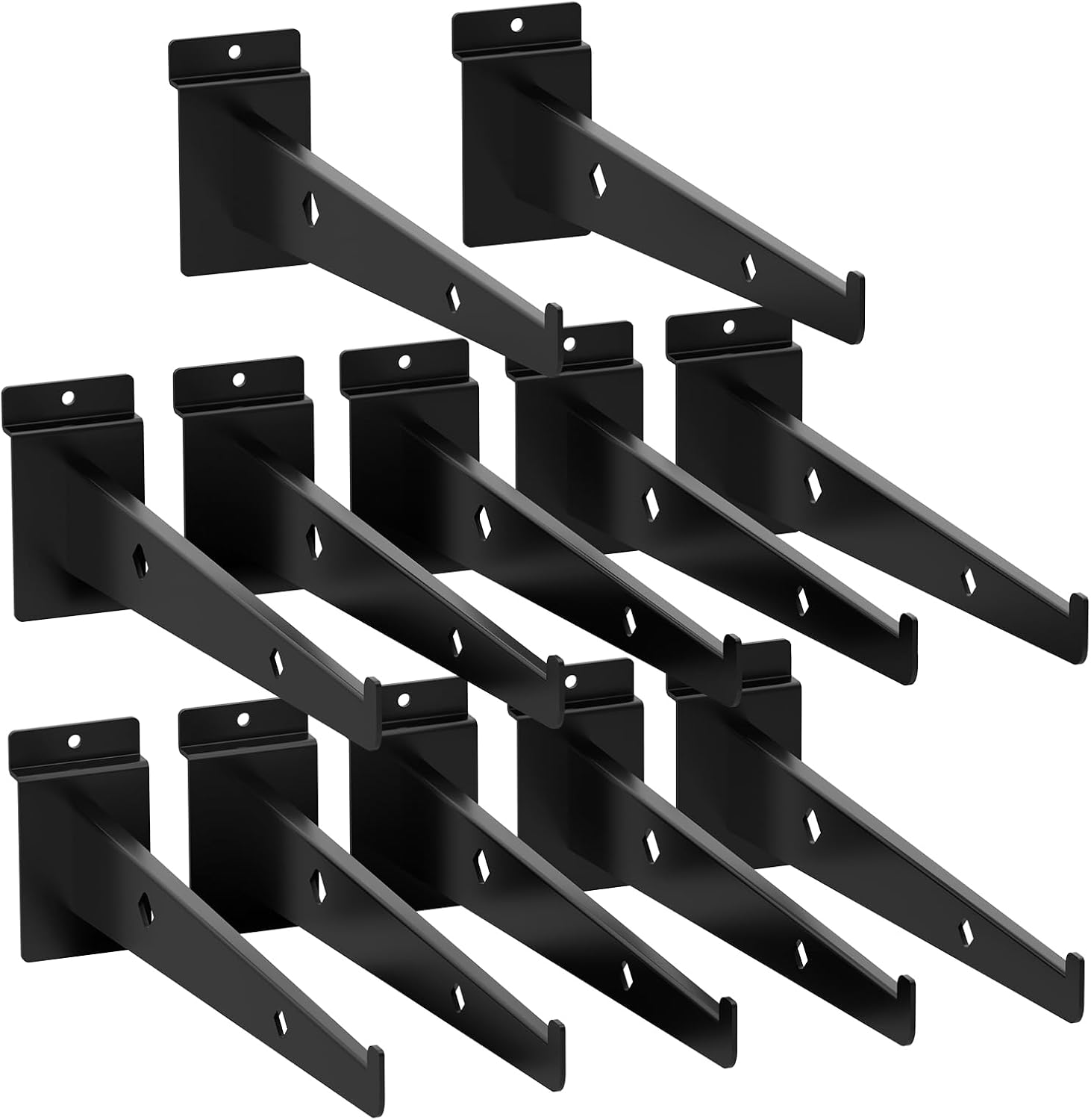 12 Inch Slatwall Shelf Bracket Set of 12, Heavy Duty Slat Wall Shelf Bracket, Metal Slatwall Shelves Accessories, Slatwall Display Hangers for Storage and Organization, Black