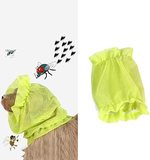 MANON ROSA Cubierta para orejas de perro para protección transpirable de verano, accesorios de viaje al aire libre, suministros de campamento para perros pequeños, medianos y grandes (grande, amarillo