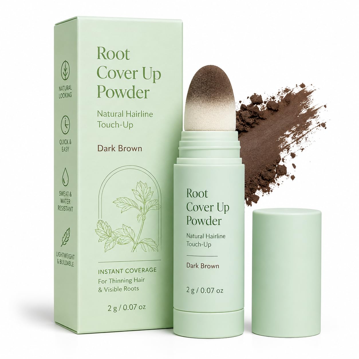 Temporary Cosmetic Finish: Designed as a temporary hair color touch-up product that can be blended as needed and washed out with shampoo，Dark Brown 25g