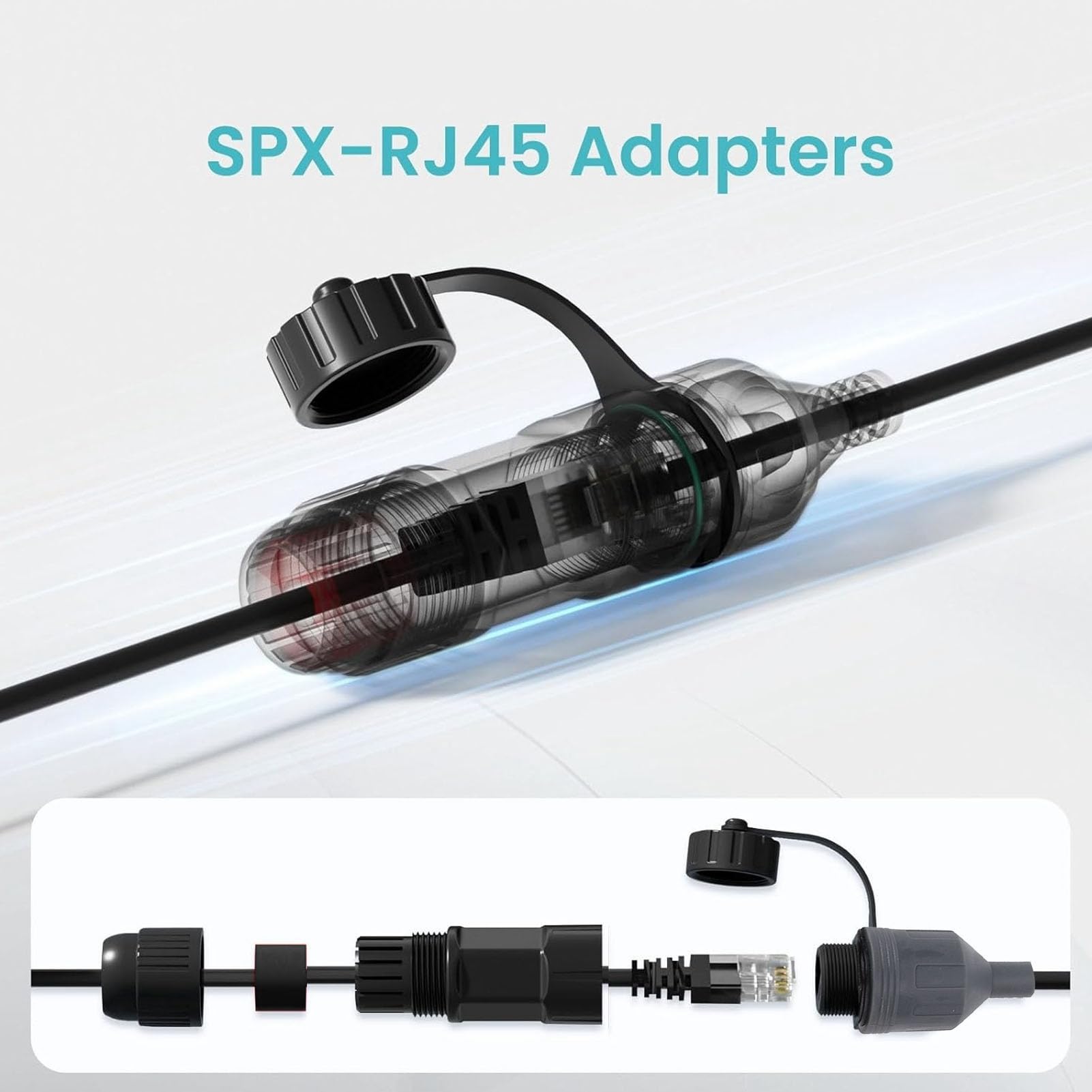Generic Wysokowydajny Prostokątny Adapter Satelitarny SPX na RJ45 – Stabilna łączność Zapewniająca Bezproblemowy Dostęp do Internetu – 2-pakowy Adapter Męski na żeński