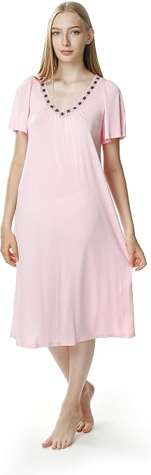 Camicia da notte azzurra in pura viscosa da Donna