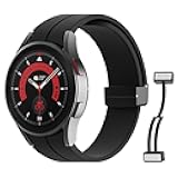 MoKo Bands Compatible with Samsung Galaxy Watch 7 FE 6 5 4 Band 40mm 44mm/Watch 6 Classic 43mm 47mm/Watch 5 Pro 45mm/Watch 4 Classic 42mm 46mm, No Gap Magnetic Clasp Silicone Sport Strap, Black