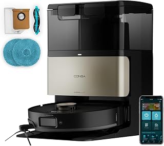 Cecotec Robot Aspirador y Friegasuelos con Base Autovaciado e IA Conga X80 Pro. Navegación Láser, 25000Pa, Autonomía 240m², Tecnología Adaptativa, Desinfección de Mopas, Bluetooth y WiFi, App Control