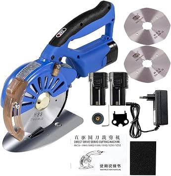 Electric Rotary Fabric 100/110/125mm Cordless Cloth Cutting Machine, 5 Speed Setting and Powerful Servo Motor Electric Scissors 125mm