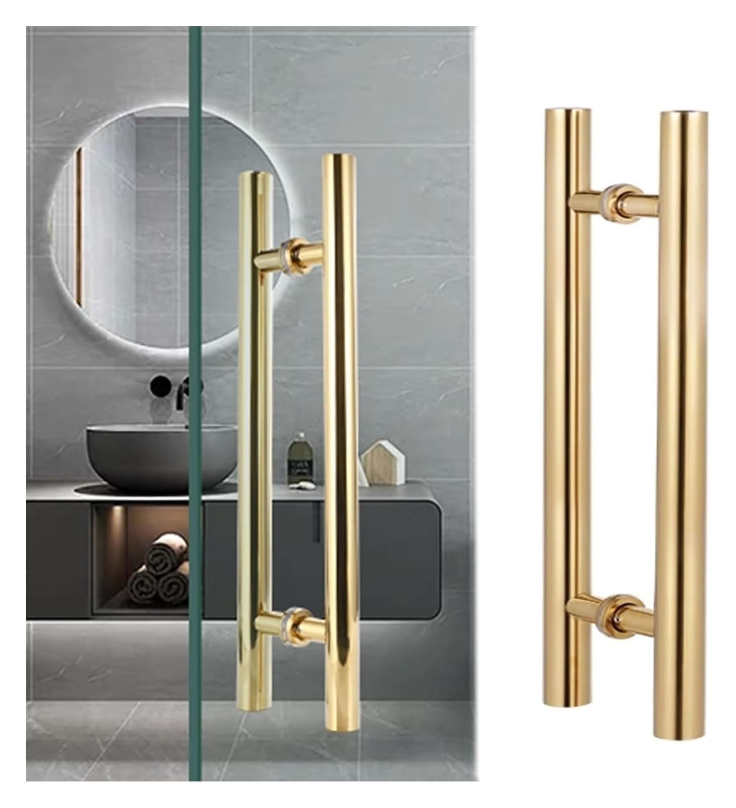 CWCQGH Push Pull Door Handle, Sliding Barn Door Handle, Pull Pushs for Garages Pantry Pantry Hotel Gym, Glass Door Pull Push Brush Nickel Satin Finish, Two-Side,Length 180cm(70.9inch)
