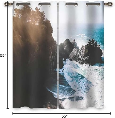 Miniatura 7 de Cortinas con vista a la playa para sala elegantes modernas, 2 paneles, cortinas costeras para dormitorio, habitación de bebé, 55 pulgadas de ancho x