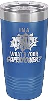 Vista 11 de IM A DAD WHATS YOUR SUPERPOWER BLACK Vaso de bebida de 20 onzas con pajita Taza de viaje grabada con láser Comparar con Yeti Rambler Idea