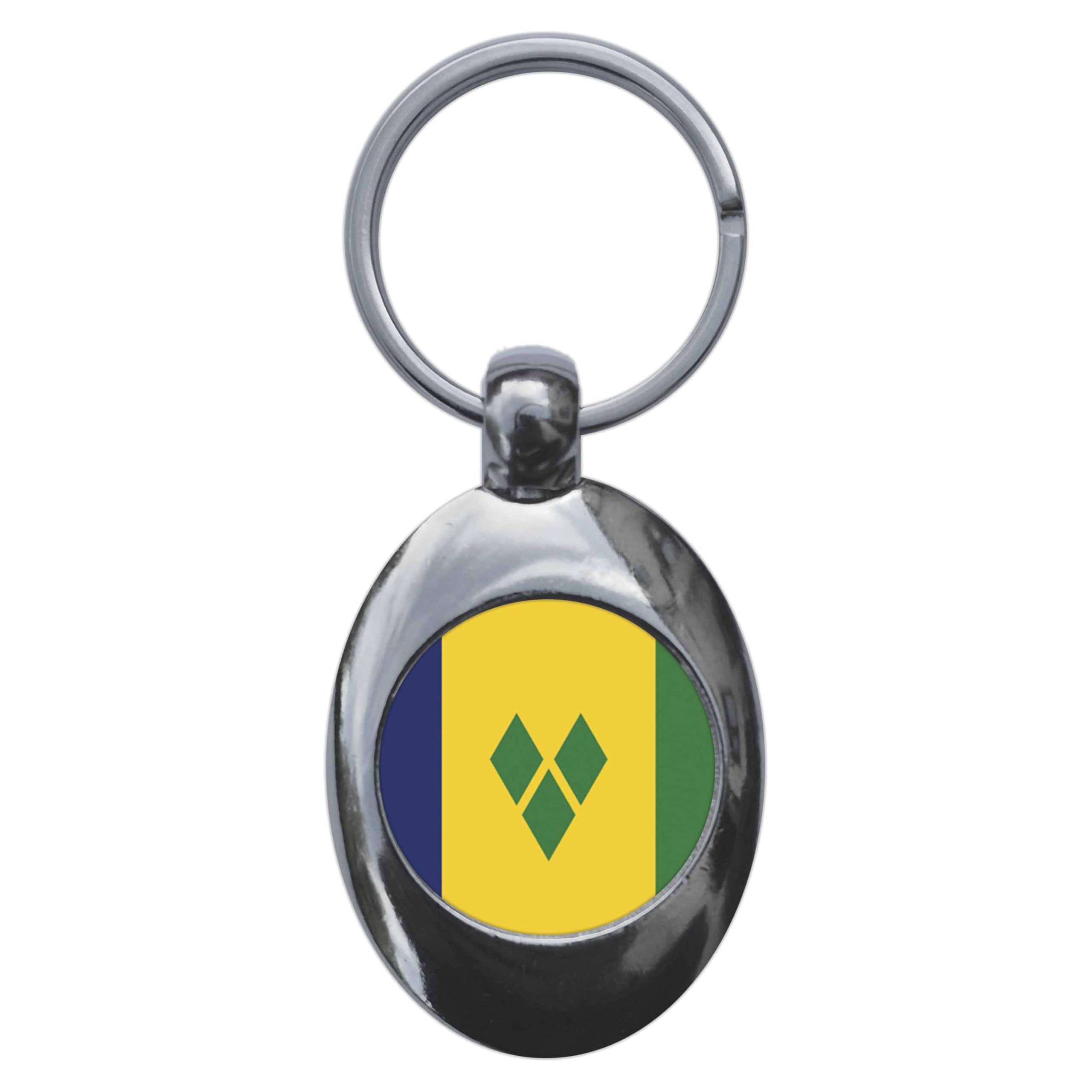 Ozorath St Vincent National Flag Keyring Keychain Key Ring Chain With Trolley Coin