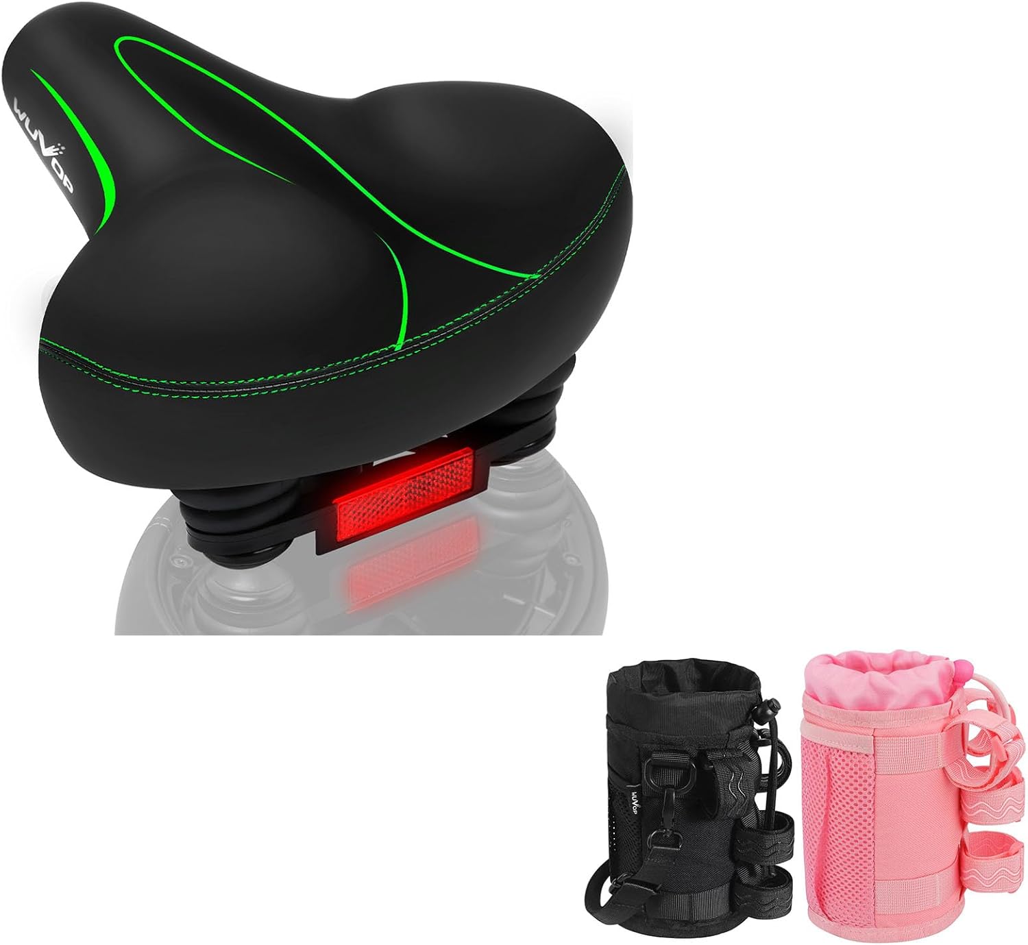 Bike Cup Holder & Bike Seat, Water Bottle Holder Handlebar for Bike with Mesh Pockets, Universal Cycling Bicycle Water Bottle Drink Cup Cage for Cruiser, Scooter, Mountain Bike, Road Bike