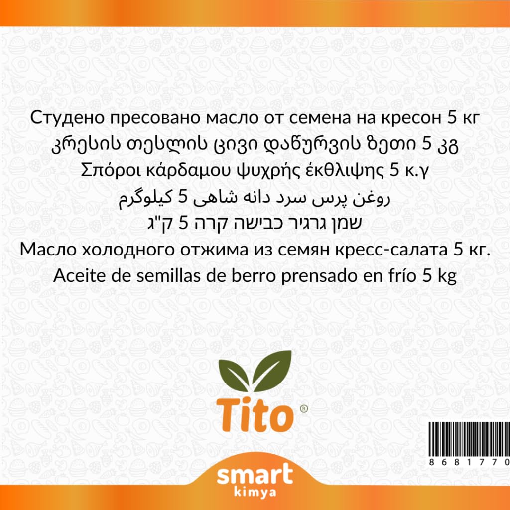Tito Tere Tohumu Soğuk Sıkım Yağı Lepidium sativum 5 kg