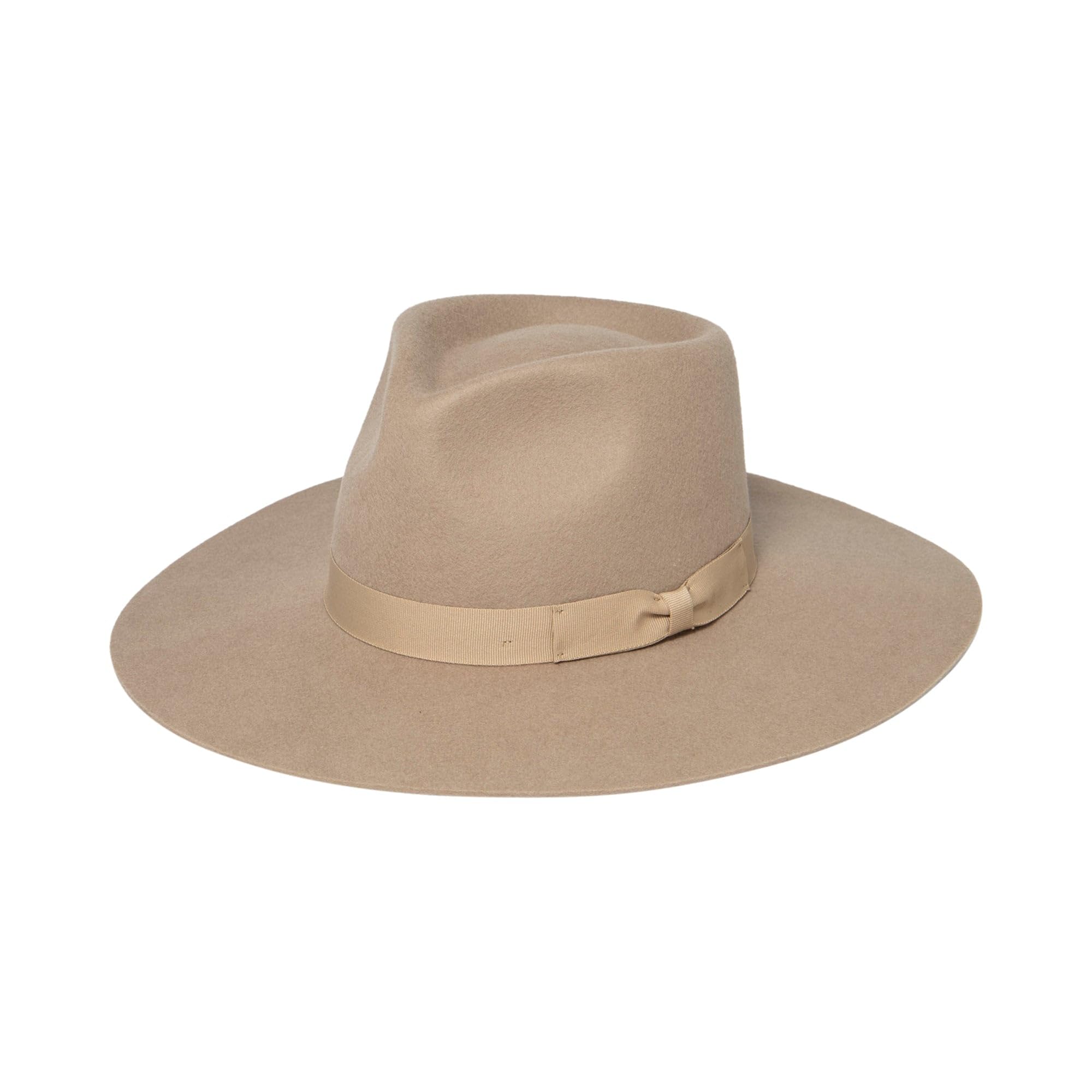 San Diego Hat Company Wool Felt Stiff Brim Fedora w/Bow Trim Beige One Size