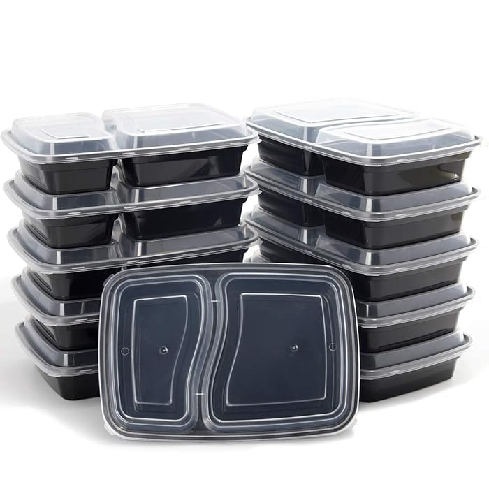 Buy Meal Prep Containers [50 Pack] 2 Compartment with Lids, Food