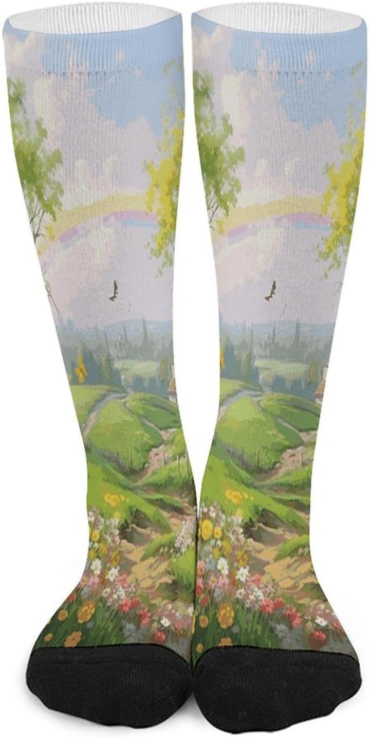 Spring Landscape Socks Hiking Boot Socks Casual Knee High Sock Cozy Outdoor Sport Socks for Women Men