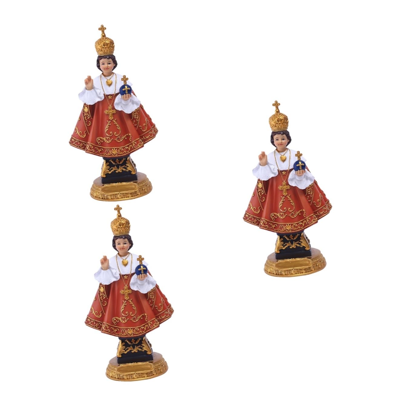 Sculpture catholique de l'Enfant Jésus MAGICLULU en résine colorée, lot de 3 pièces