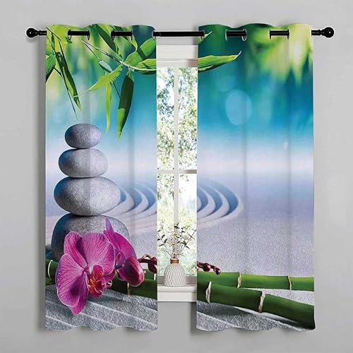Miniatura 2 de Cortinas para Habitacion Spa Decor Grommet Short Garage Door Curtains Blackout Fabric 55Inch Width by 45Inch Length,2 Panels