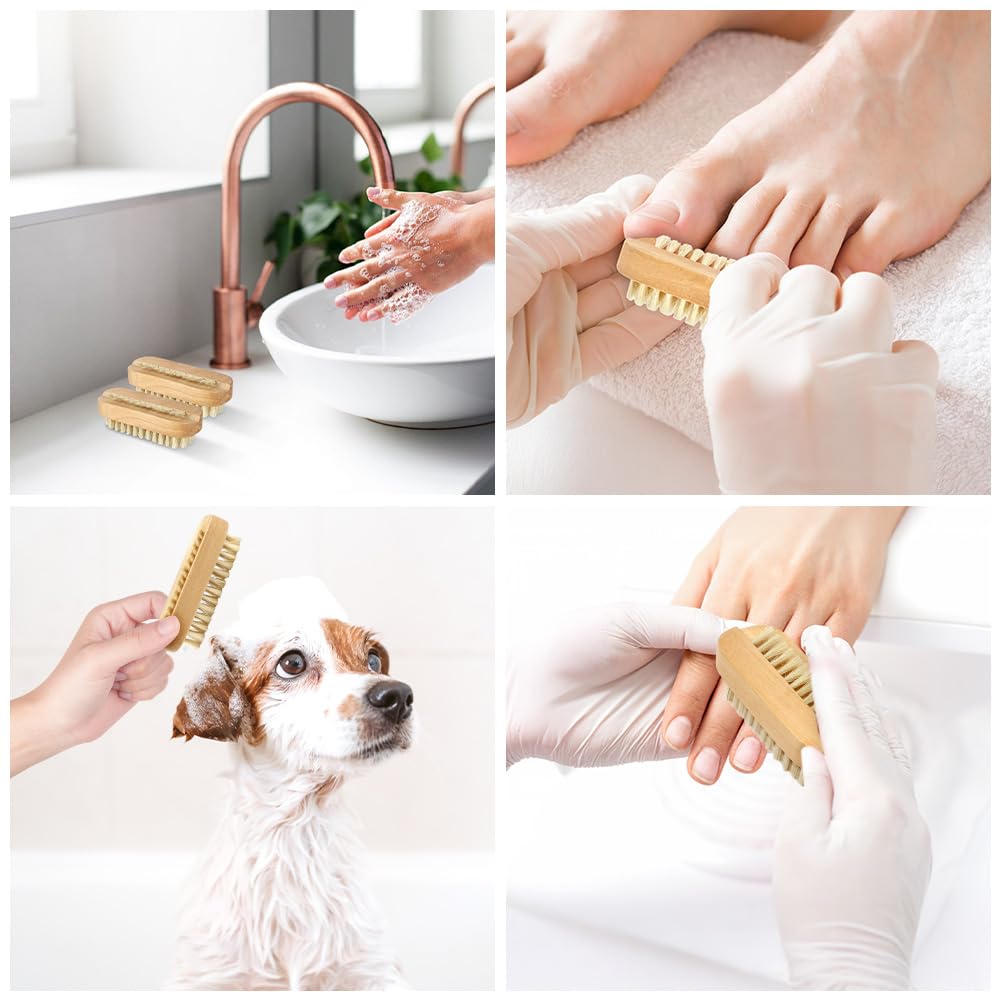 LOPHE Spazzola per Unghie in Legno, 4 pezzi Spazzola per Pulire, Spazzolina Unghie Manicure, Spazzolino Unghie Bambini per Pulizia Delle Unghie