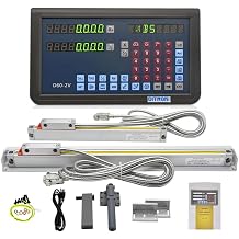 2Axis DRO Multi-Function Metal Case Digital Readout Display,5um Linear Scales 6x16 Glass Optical Encoder Sensor OEM for Lathe Milling Bridgeport Knee Mill 170mmx420mm/6x16
