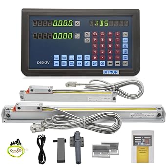 2Axis DRO Multi-Function Metal Case Digital Readout Display,2pcs 5um Linear Scales Slim Glass Optic Encoder Sensor OEM for Lathe Milling Bridgeport Knee Mill 2pcs of Customized Size