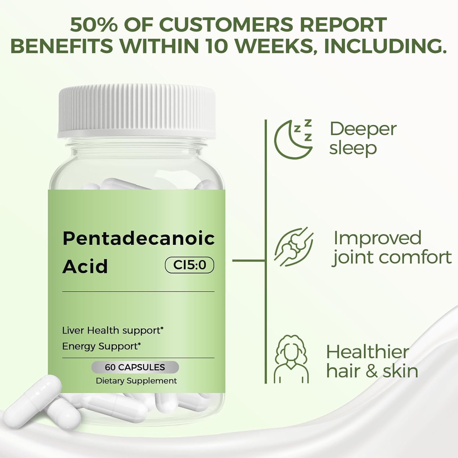 Pentadecanoic Acid, C15:0 Supplement, Supports Immune Health & Mitochondrial Health - 60 Capsules - Image 3
