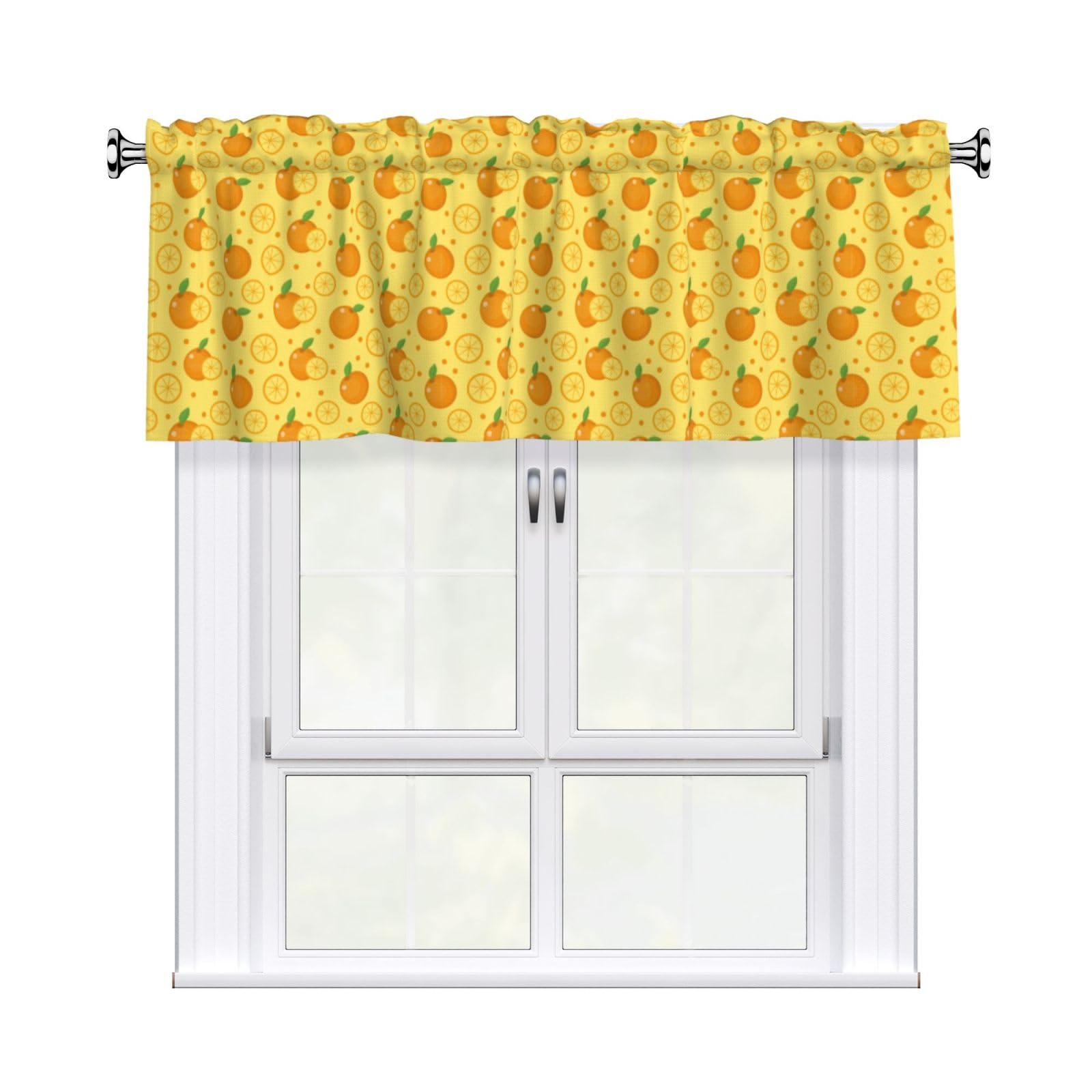 Noble Ren Orange Slices Short Curtain Valance 54x18in For Kitchen Bathroom Cafe Living Room Decoration
