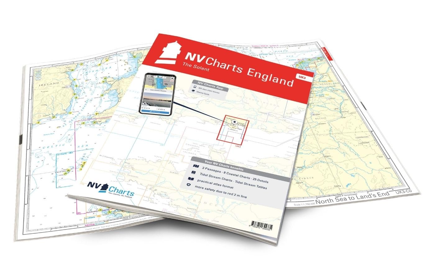 NV Atlas England UK 3 mit App Lizenz- Seekarte England - The Solent - Portsmouth & Southampton