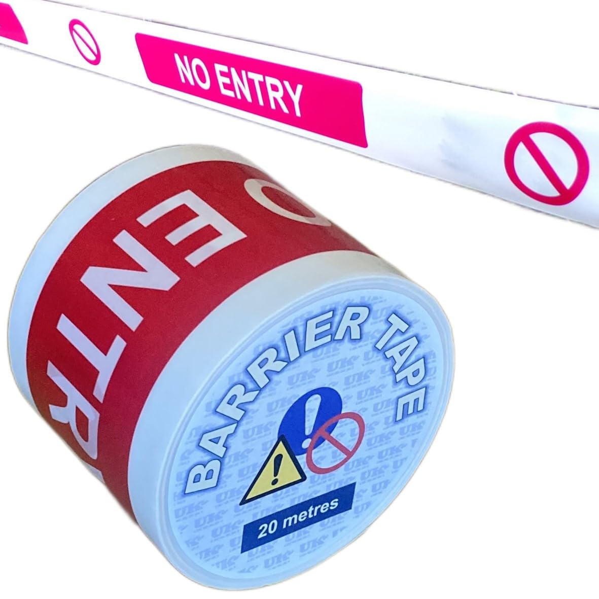 Uk Tapes Red & White No Entry Barrier Tape - Hazard Warning Cordon Tape Made From Non-Adhesive Plastic (75Mm X 20M)