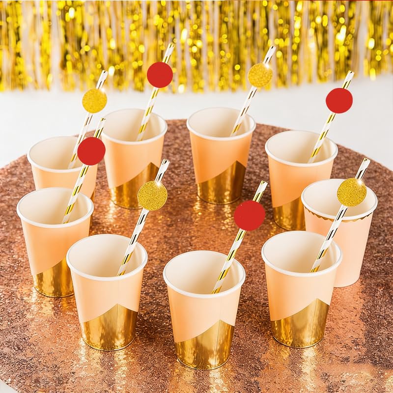 Image of 200Pcs Glitter Gold and Red Table confetti,Paper Circle Dots Confetti for Birthday Party Halloween Bachelorette Wedding Baby Shower Graduation Decorations
