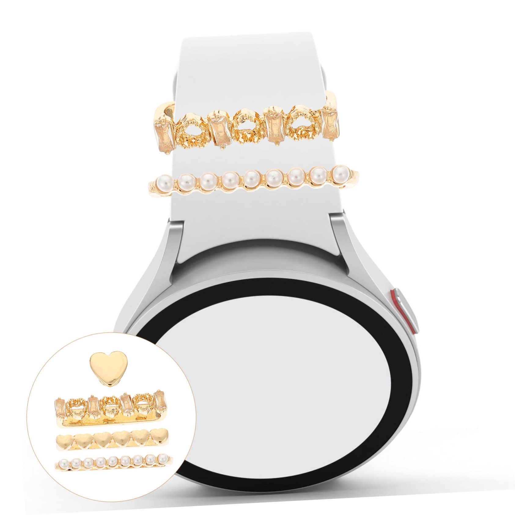 Gatuida 8 Pcs Cinghia Anello Decorativo Smartwatch Ornamento Cinturino Di Vigilanza Del Silicone Fascino Orologio Anello Cinturino In Lega Di Fascini o In Silicone