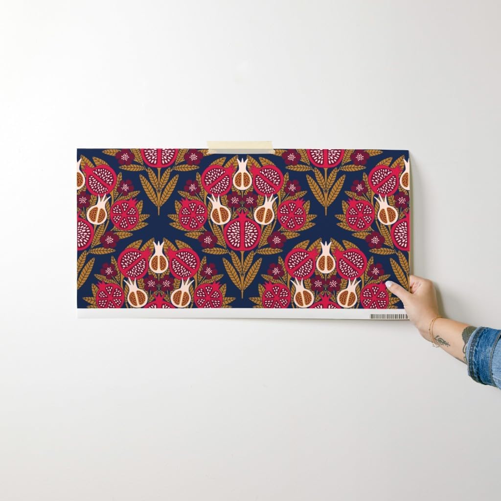 Spoonflower Removable Wallpaper Swatch - Damask Blue Gold Rose Maroon Custom Pre-Pasted Wallpaper
