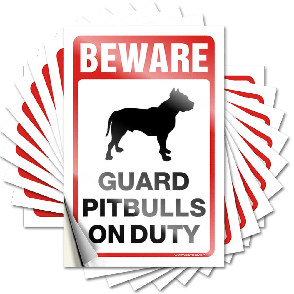 Home Decor Men Great Sticker - Beware! Guard Pitbulls On Duty Removable Decal Helmet Easy Peel for Layered(12X18CM)