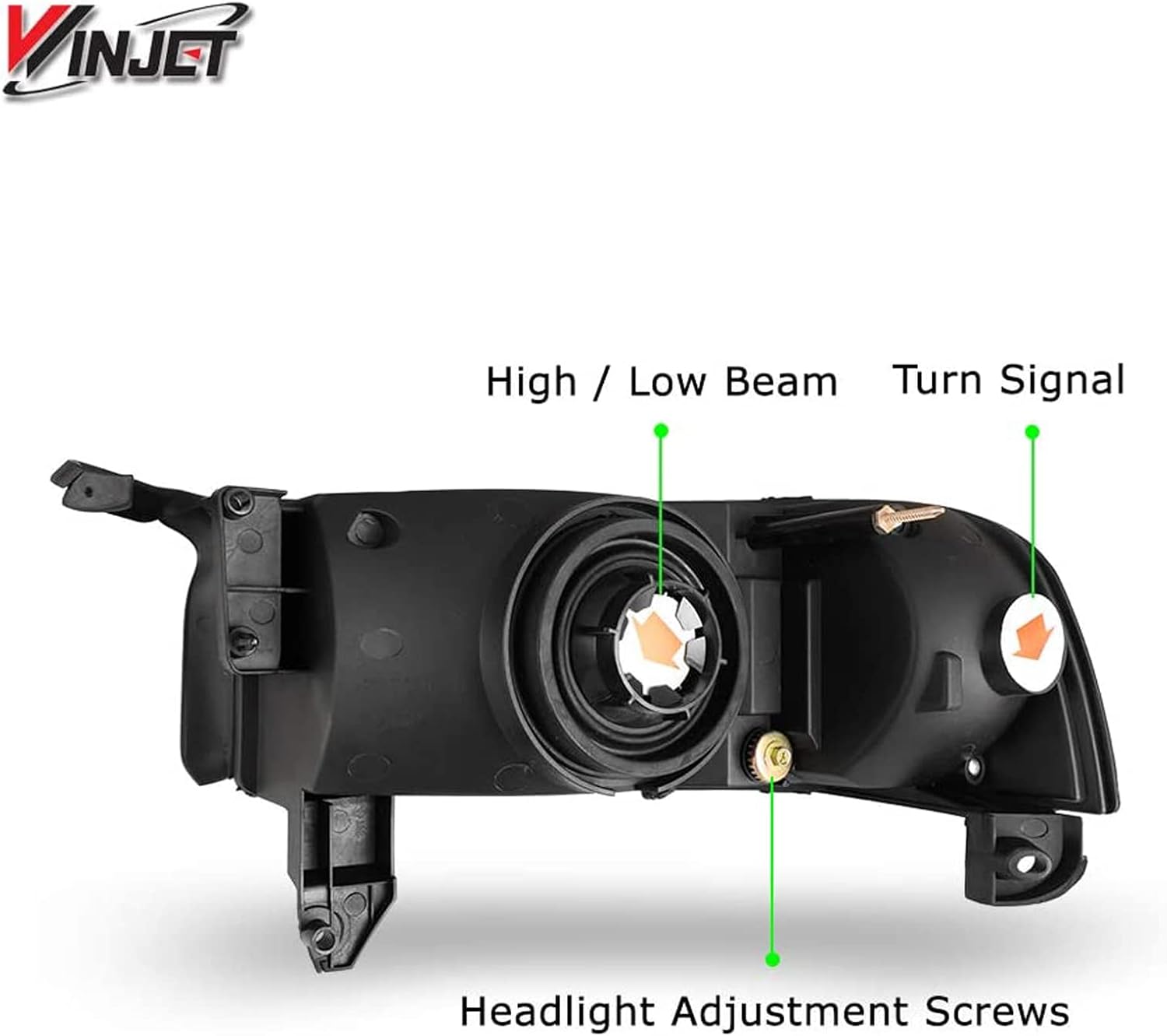 Winjet Headlight + Tail Light Set Assembly Without DRL For 1994-2001 Dodge Ram 1500/94-02 Dodge Ram 2500 3500/95-02 Dodge Ram 4000 Black Housing