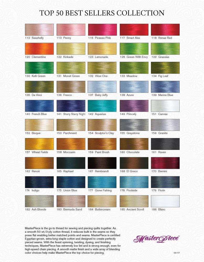 Superior Threads Masterpiece 3-Ply 50 Weight Egyptian Cotton Sewing Thread Cone - 2,500 Yards (#124 Yellow Rose)