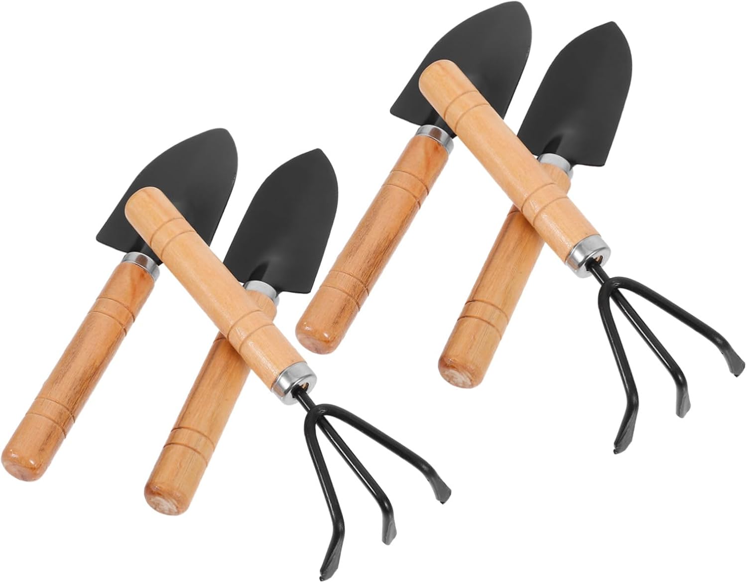 6pcs Mini Gardening Hand Tool Set with Iron and Wooden Handles