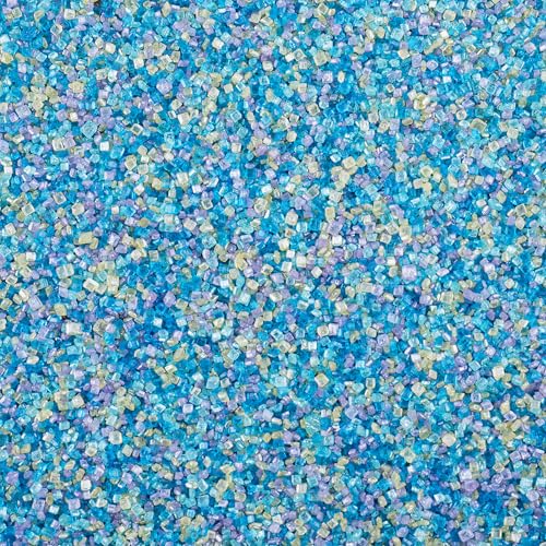 Image of Ocean Sanding Sugar Sprinkles, 4.6 oz Edible Blue Purple Green Yellow Sugar Crystals for Baking Topping, Cupcakes, Cookies, Ice Cream & Cake Decorating, Mermaid Beach Summer Holiday Party Supplies