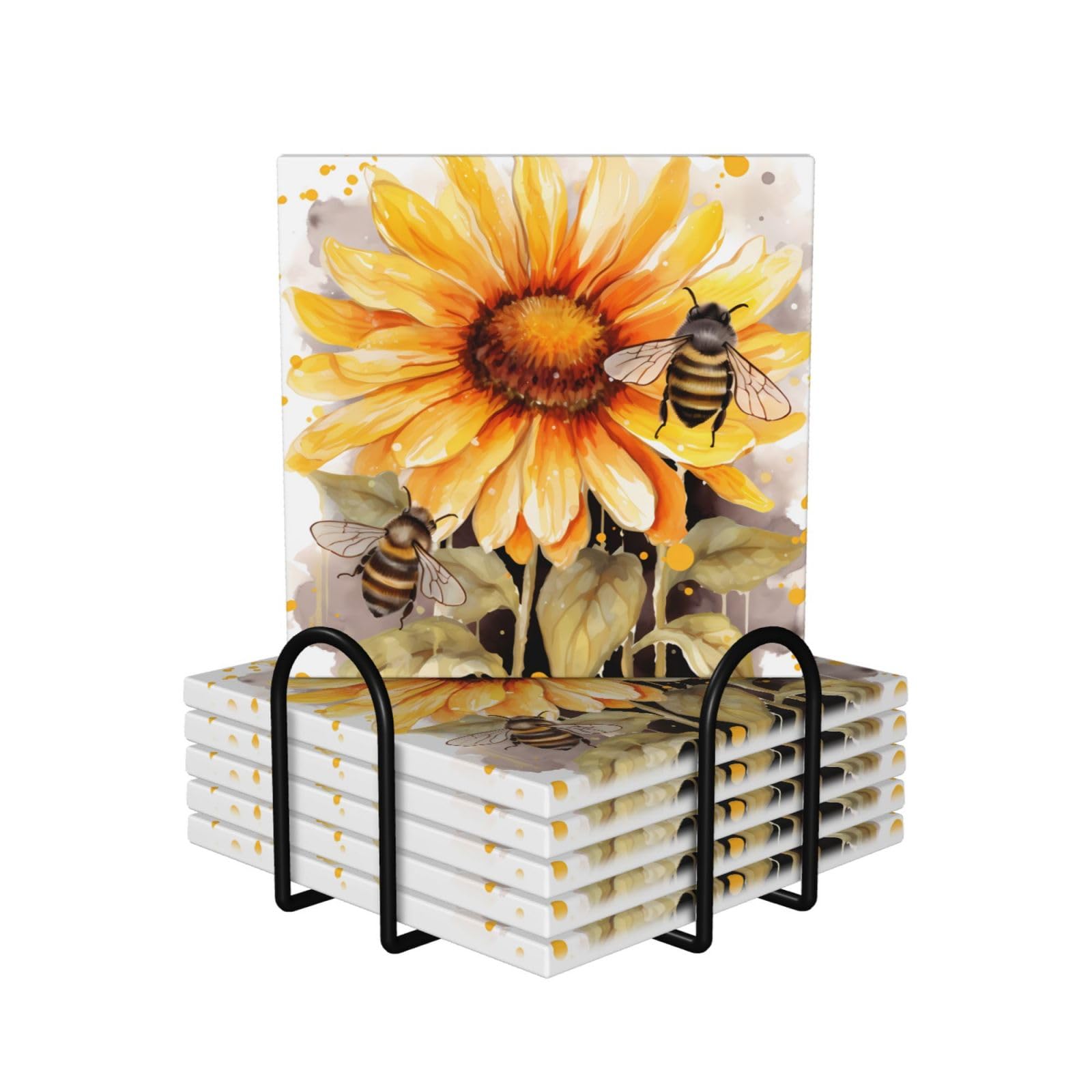 Dessous de verre en céramique et liège sur le thème des abeilles, idée cadeau maison