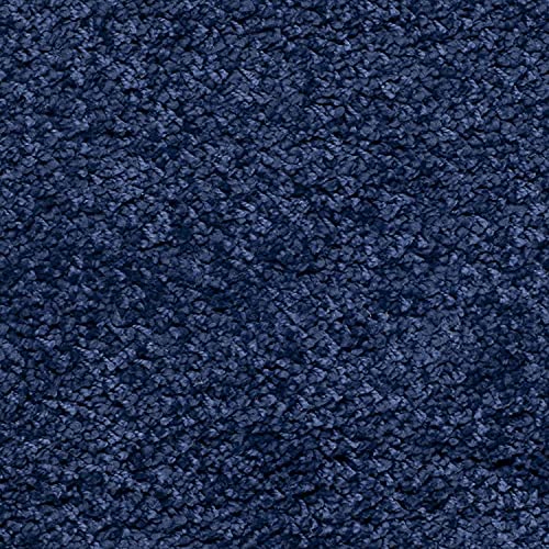 Image of Soft Plain Shaggy Rugs and Carpet for Bedroom Living Room 2x5 Feet Navy Blue Color