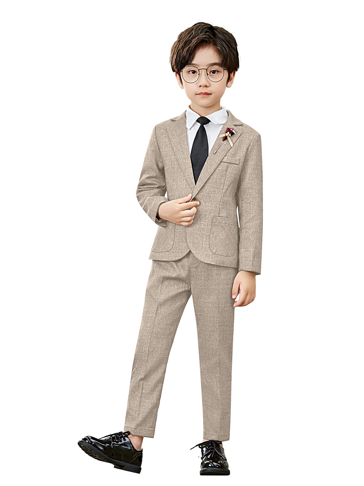 LOLANTA Conjunto de 2 piezas para niños, a cuadros, a la moda, blazer y pantalones, ropa formal para boda