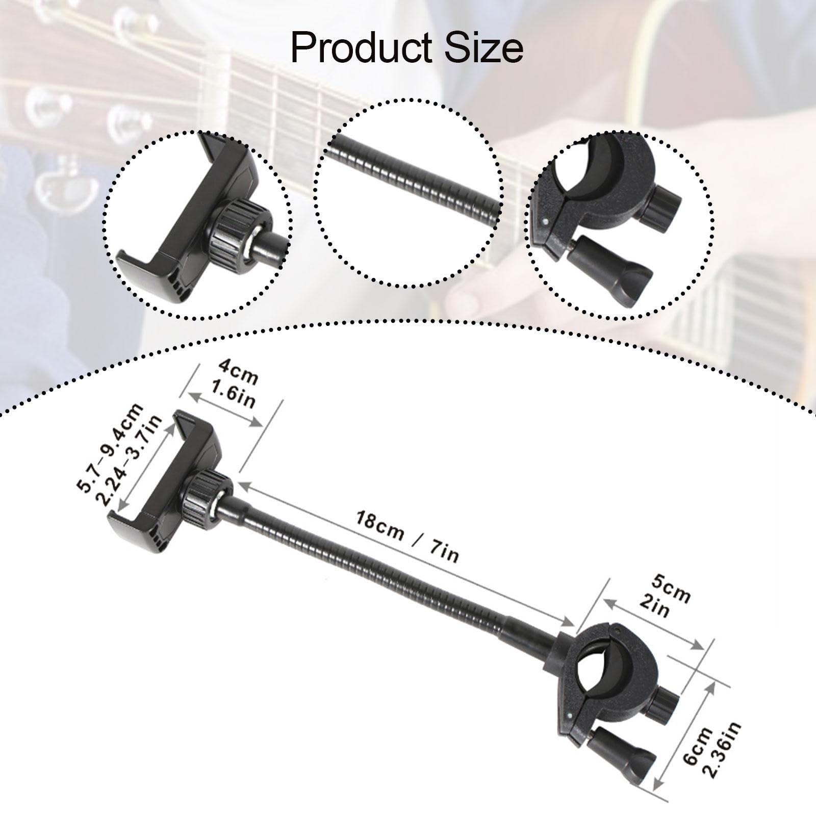 Mic Stand Phone Holder Adjustable Gooseneck Pole Smartphone Mount for Musicians Singers Drummers Guitarists